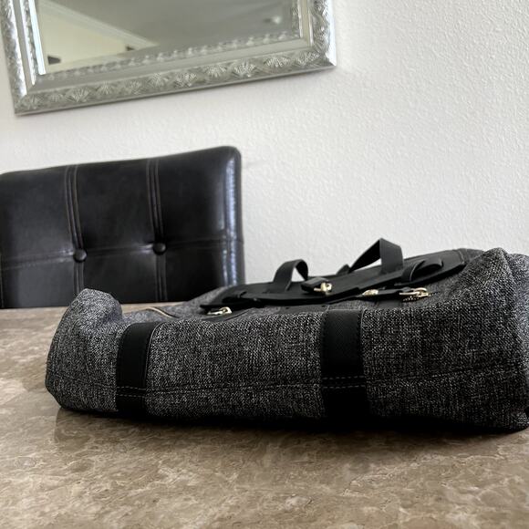 Henri Bendel Large Jetsetter Backpack Gray Canvas